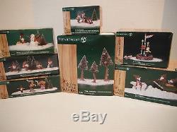(7) Department 56 North Pole Woods Christmas Village Display & Accessories withBxs