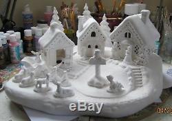 Ceramic Bisque Hand-Painted Santa's North Pole Village