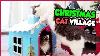 Christmas Cat Village Cardboard North Pole Castle And House