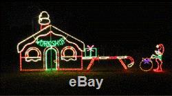 Christmas North Pole Santa Village Pkg LED Lighted Decoration Steel Wireframe