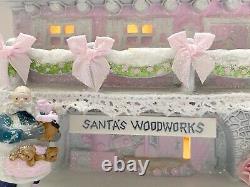 DEPT 56 NORTH POLE Elves Bunkhouse Santa's Woodworks Shabby Pink Chic Rose