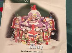 DEPT 56 NORTH POLE NORTH POLE BOARD GAMES FACTORY LIGHTED 2005 Retired