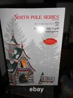 DEPT 56 NORTH POLE Village RUDOLPH'S SILVER & GOLD TREE TOPPERS NIB