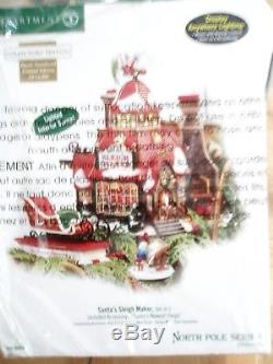 DEPT 56 NORTH POLE Village SANTA'S SLEIGH MAKER NIB Set of 2 Read