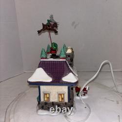 DEPT 56 North Pole Series SANTAS REINDEER RIDES Flying Rotating Reindeer Village
