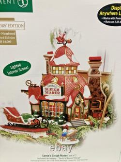 Department 56 NORTH POLE SERIES Santa's Sleigh Maker #56950 Lighted BOX DAMAGE
