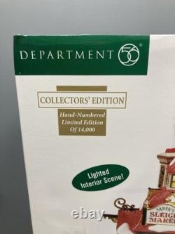 Department 56 NORTH POLE SERIES Santa's Sleigh Maker #56950 Lighted BOX DAMAGE