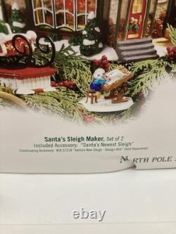 Department 56 NORTH POLE SERIES Santa's Sleigh Maker #56950 Lighted BOX DAMAGE