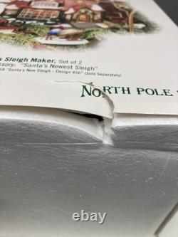 Department 56 NORTH POLE SERIES Santa's Sleigh Maker #56950 Lighted BOX DAMAGE