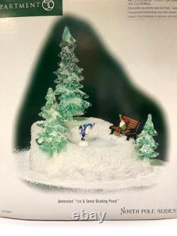 Department 56 North Pole Animated Ice & Snow Skating Pond Lights #56867 NEW