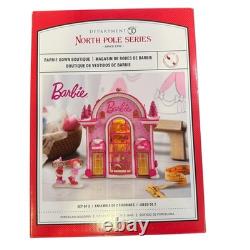 Department 56 North Pole Barbie Gown Boutique Pink Building W Box USB Christmas