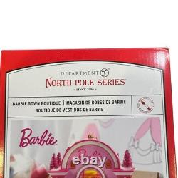 Department 56 North Pole Barbie Gown Boutique Pink Building W Box USB Christmas