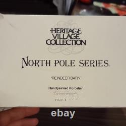 Department 56 North Pole Reindeer Barn Porcelain Hand Painted 1990