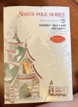 Department 56 North Pole Series Rudolph Silver & Gold Tree Toppers Boxed