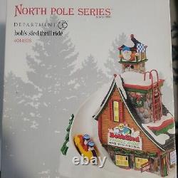 Department 56 North Pole Village Bob's Sled Thrill Ride Lit House 4044838 RARE