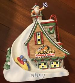Department 56 North Pole Village Bob's Sled Thrill Ride Lit Pre Owned