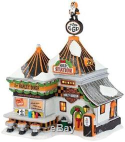 Department 56 North Pole Village Harley Pump and Go Diner Lit House, 8.3 inch