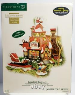 Department 56 Santa's Sleigh Maker (Set of 2) 2006 #56950 RETIRED Tested Works