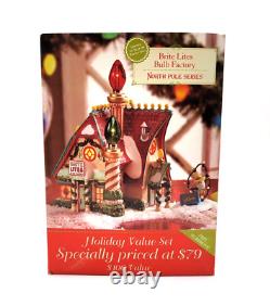 Dept 56 Bright Lights Bulb Factory North Pole Series 2008 Box with 2 SETS BULBS