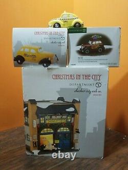 Dept 56 Checker City Cab Co. Taxi Yellow Car Christmas In The Village Lot Set