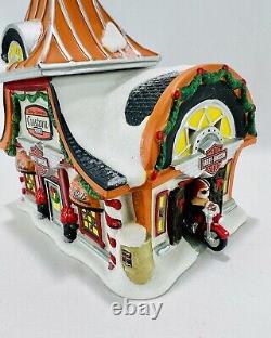 Dept 56 Harley Davidson Custom Motorcycle Shop North Pole Christmas Snow Village