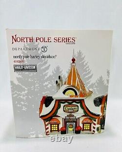 Dept 56 Harley Davidson Custom Motorcycle Shop North Pole Christmas Snow Village