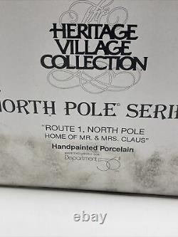 Dept 56 Heritage Village North Pole Series #56391 Route 1 Mr Mrs Clause Xmas JD