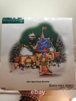 Dept 56 Jolly's Jigsaw Puzzle Workshop #799916 & A Puzzling Sign NORTH POLE VLG