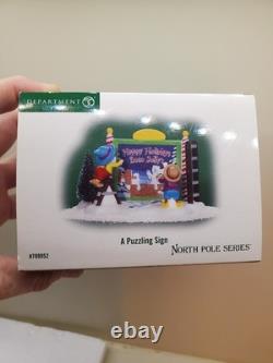 Dept 56 Jolly's Jigsaw Puzzle Workshop #799916 & A Puzzling Sign NORTH POLE VLG