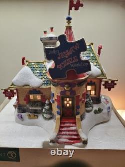 Dept 56 Jolly's Jigsaw Puzzle Workshop #799916 & A Puzzling Sign NORTH POLE VLG