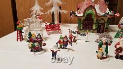 Dept 56 LOT SANTA'S VISITING CENTER North Pole Gate Elves Bench Trees 10 Items