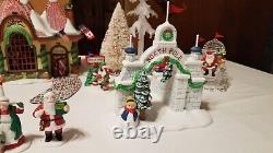 Dept 56 LOT SANTA'S VISITING CENTER North Pole Gate Elves Bench Trees 10 Items