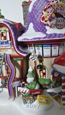 Dept 56 North Pole Board Games Factory Mint In box with Light & Sign, Box, Bag