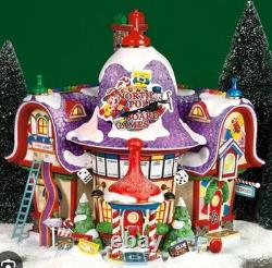 Dept 56 North Pole Board Games Factory Mint In box with Light & Sign, Box, Bag