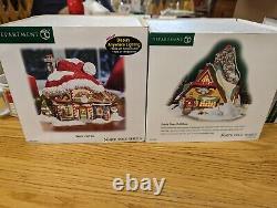 Dept 56 North Pole Bundle of 2 Santa's Hat Inn and Frosty Pines Outfitters