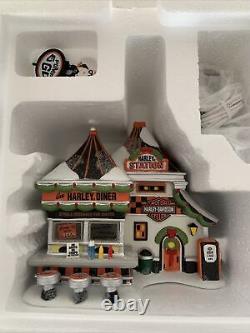 Dept 56 North Pole Harley Pump & Go Diner Harley Davidson Christmas Collectible