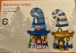 Dept 56 North Pole Merry Lane Cottages 7 & 8, NIB- 2 Pc Set- Rare