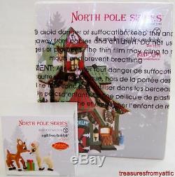 Dept 56 North Pole REINDEER STABLES RUDOLPH #4025278 + A GIFT FROM NRFB Village