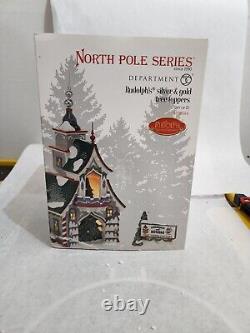 Dept. 56 North Pole Rudolph's Silver & Gold Tree Toppers With Sign Collectors