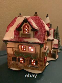 Dept 56 North Pole Series LOT OF 5 HOUSES & 4 Figurines & 3 Trees- 1990/1991