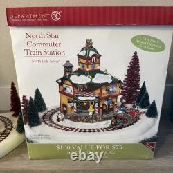 Dept 56 North Pole Series North Star Commuter Train Station #56782 Complete Set