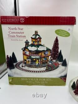 Dept 56 North Pole Series North Star Commuter Train Station Holiday Gift Set