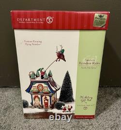 Dept 56 North Pole Series SANTAS REINDEER RIDES Flying Rotating Reindeer Village