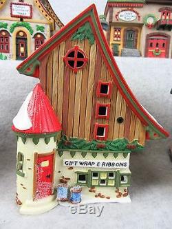 Dept 56 North Pole Village Buildings Lot of 5 Elfies Sleds Popcorn Gift Wrap