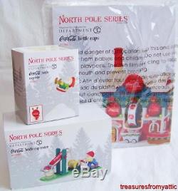 Dept 56 North Pole Village COCA-COLA BOTTLE CAPS + RIDE + TESTER NRFB 2017 cap