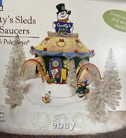 Dept 56 North Pole Village FROSTY'S SLEDS'N SAUCERS #56449 Sound & Motion