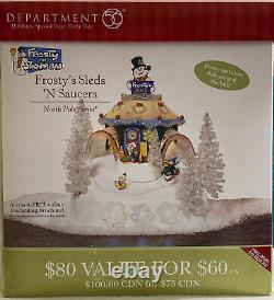 Dept 56 North Pole Village FROSTY'S SLEDS'N SAUCERS #56449 Sound & Motion