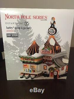 Dept 56 North Pole Village Harley-Davidson Pump & Go Diner set of 3