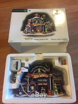 Dept 56 North Pole Village Hot Wheels Custom Car Shop 56784 Animated