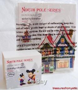 Dept 56 North Pole Village MICKEY'S PIN TRADERS + TRADING WITH MICKEY both NRFB